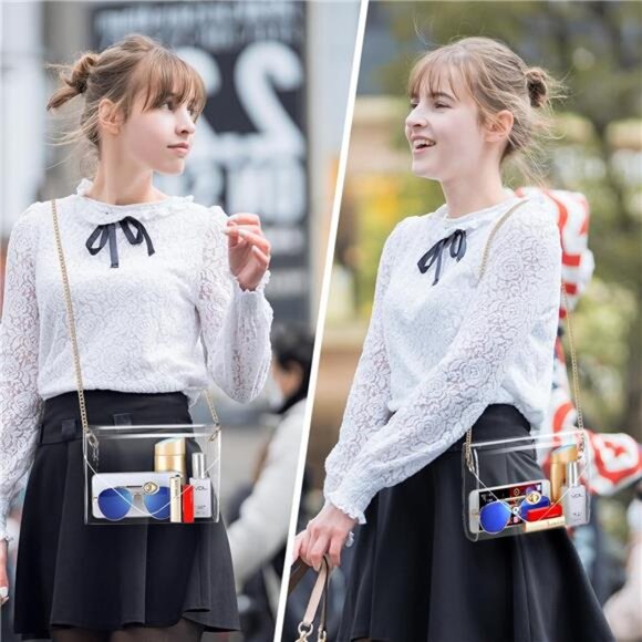 Clear Purse for Women, Clear Bag Stadium Approved, See Through Clear - Picture 3 of 8